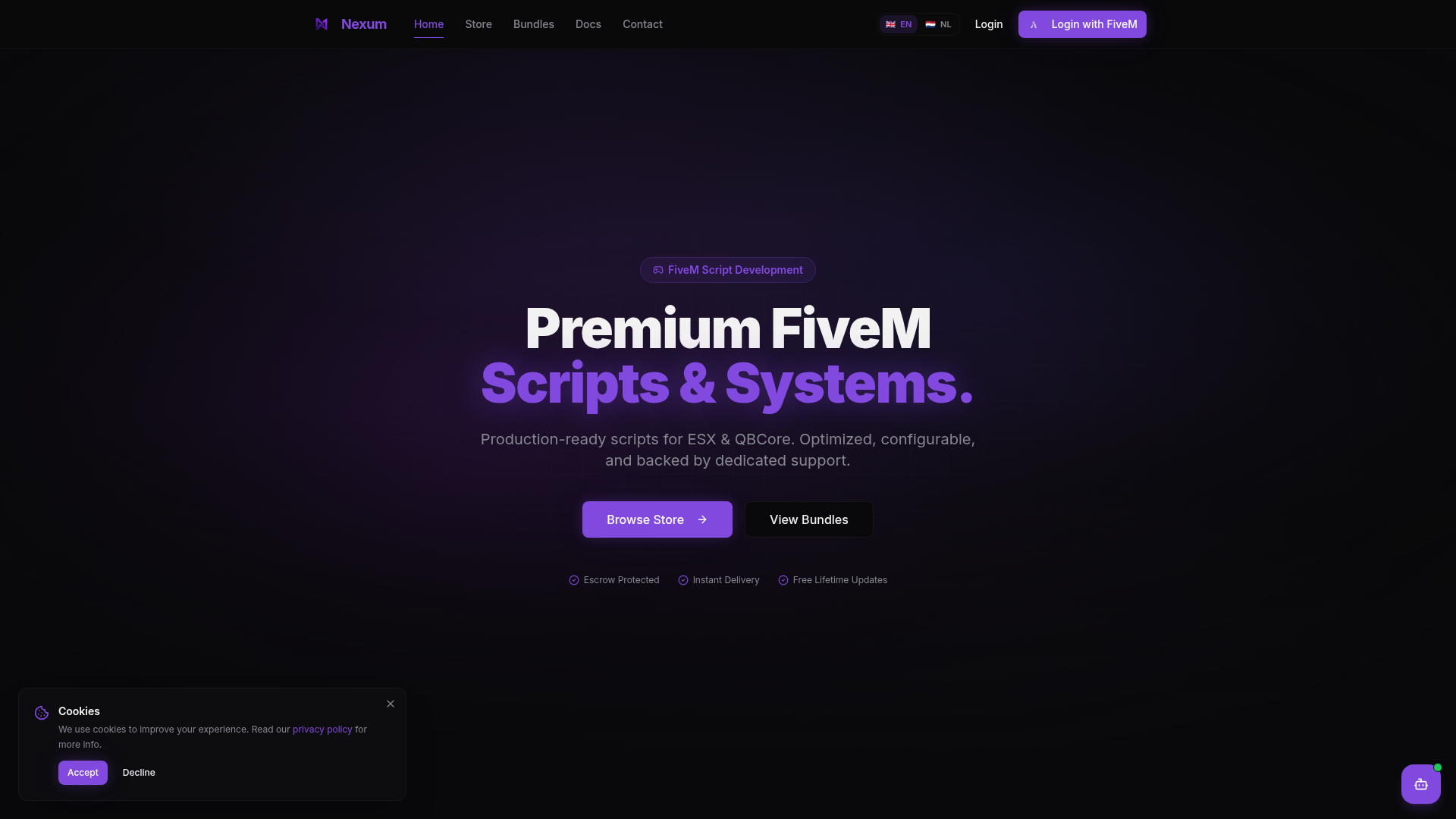 Screenshot van Nexum Development — Website & Webstore